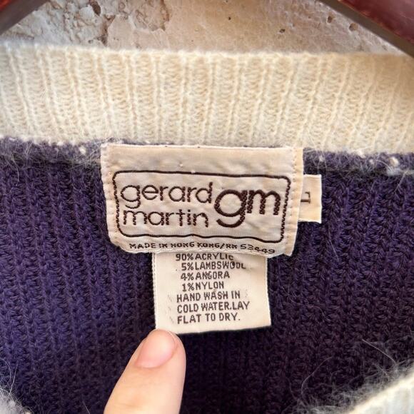 Vintage Angora Lambswool Purple Sweater Size Medium - Picture 3 of 4